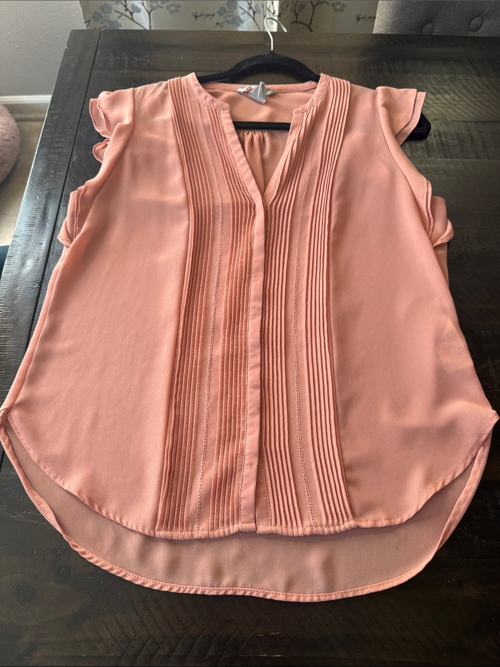 H&M Sleeveless Pintuck Blouse in Peach